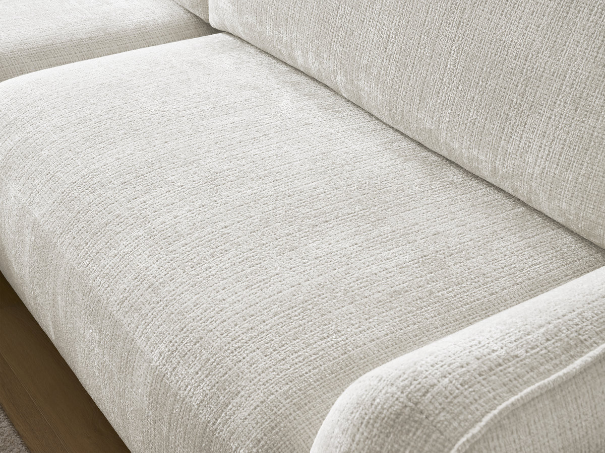 Bobochic Denise Ecksofa mit Schlaffunktion und Bettkasten 258 × 160 cm Strukturstoff Weiß Ecke links