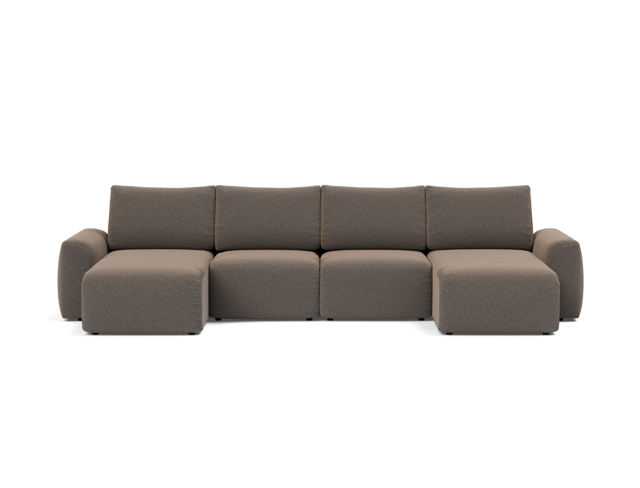Schlafsofa Norum U-Form mit Chunky-Armlehnen Boucle Skandi 530-Taupe