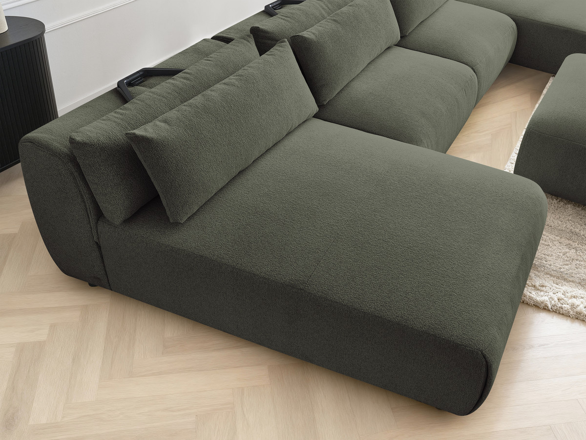 Bobochic Jana Wohnlandschaft mit kleinem Pouf Melange-Stoff Grün