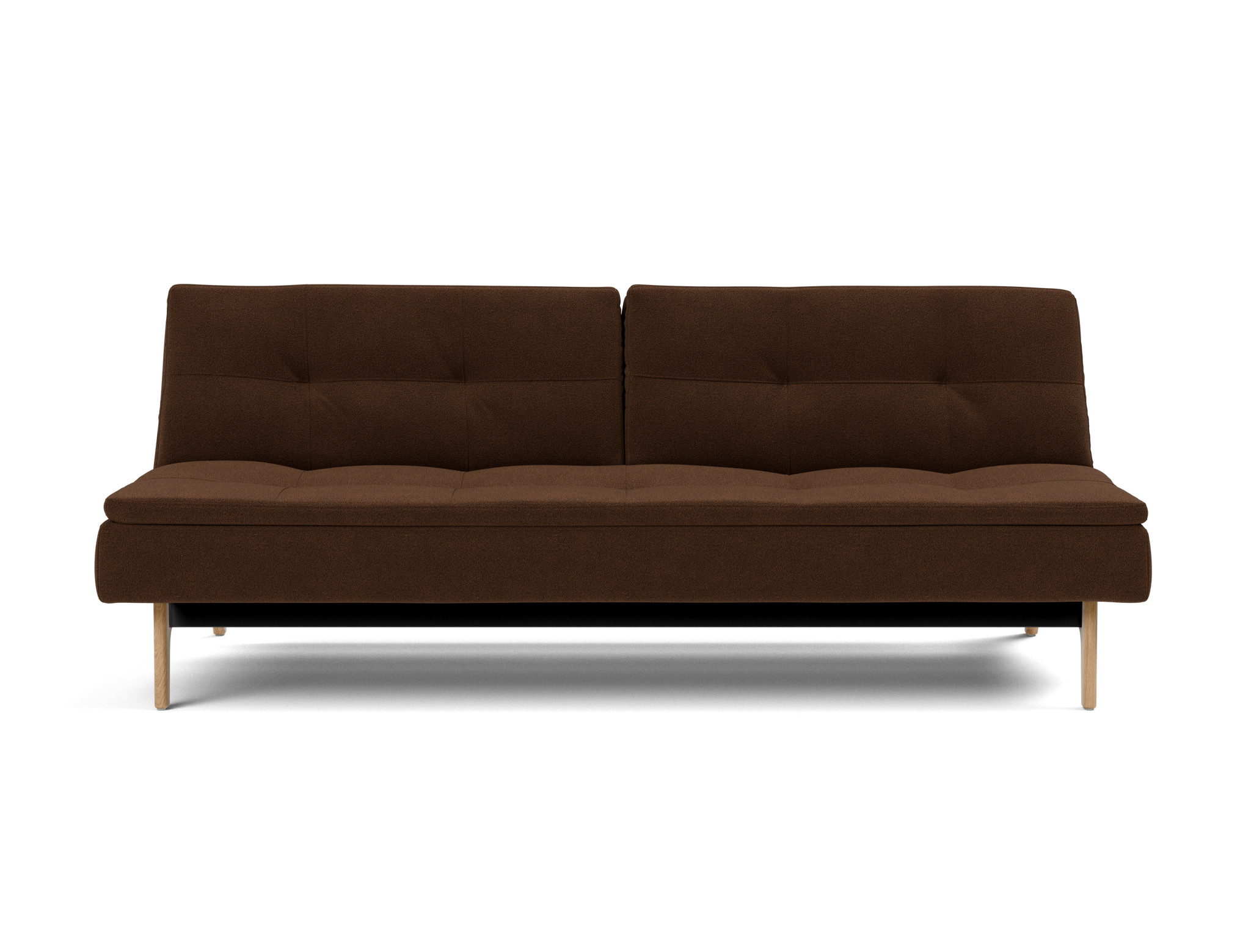 Schlafsofa Dublexo Strukturierter Stoff Taura 359-Cappuccino Beine Eiche