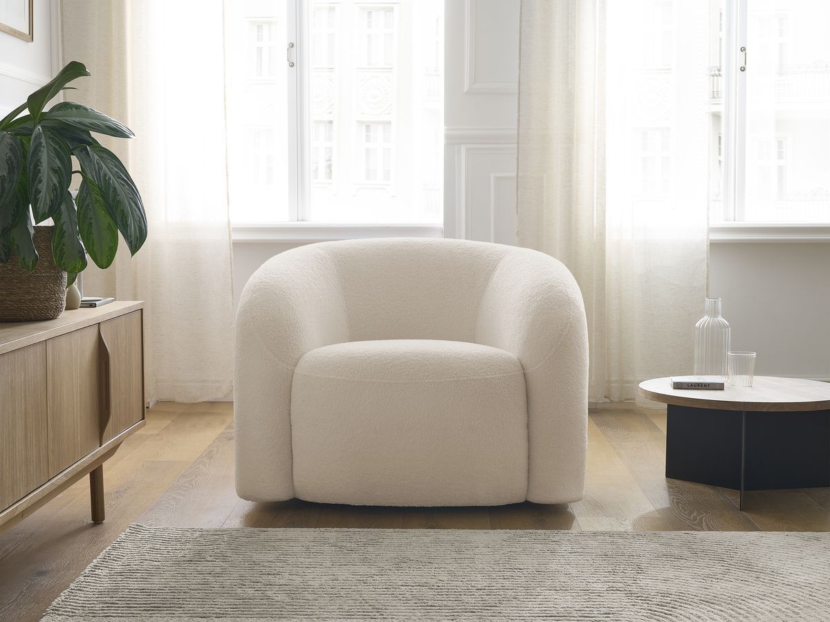 Bobochic Elina Sessel Bouclé-Stoff Beige