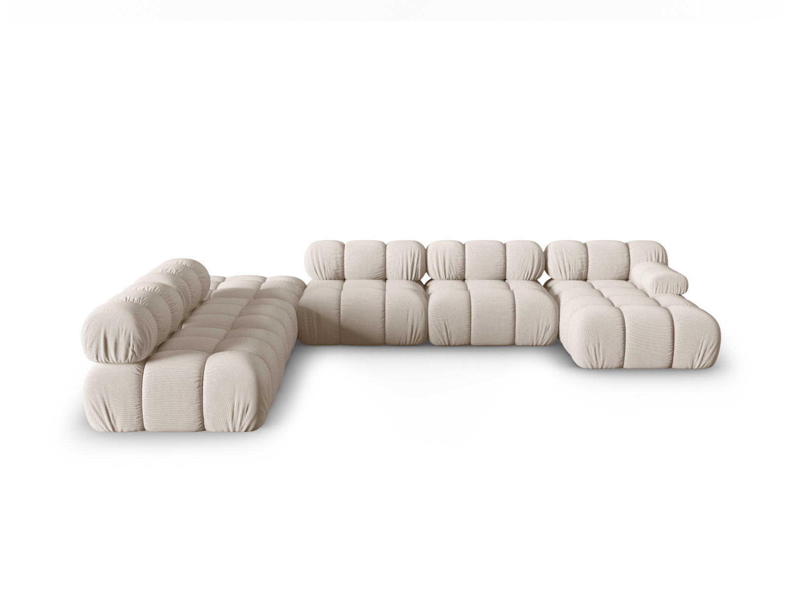 Micadoni Modulares Panorama Ecksofa Bellis 7-Sitzer Links 3D-Stoff Sonic Helles Beige