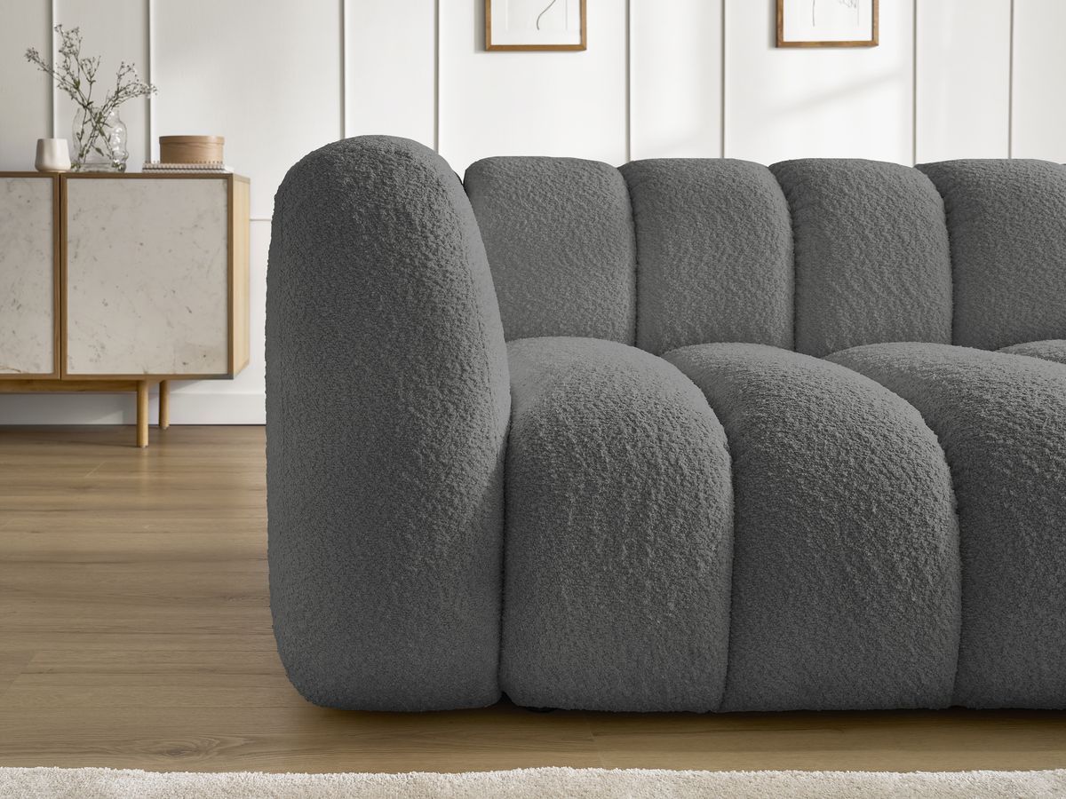 Bobochic Talia Ecksofa Bouclé-Stoff Dunkelgrau Ecke rechts