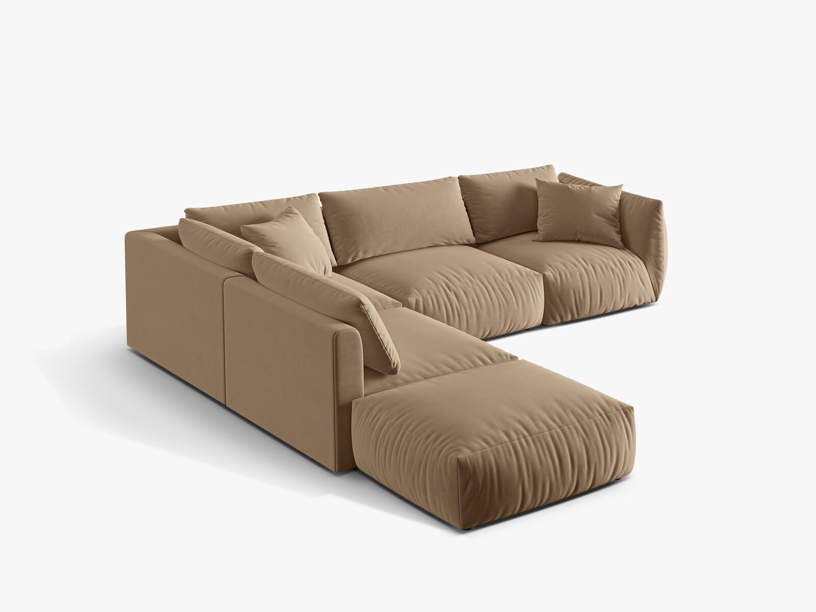 Micadoni Modulares Ecksofa Chris 4-Sitzer Links Samt Sand