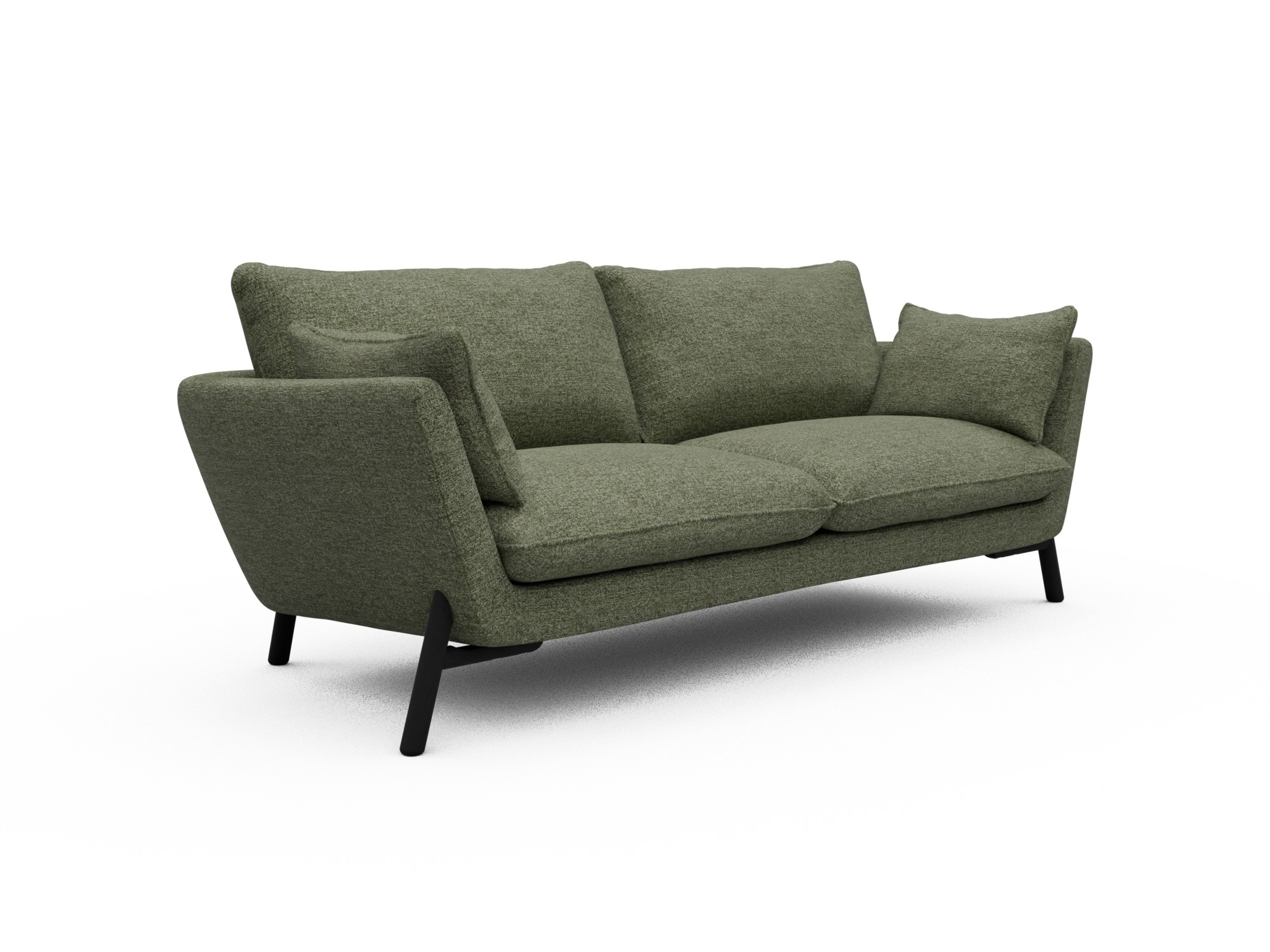 Skandi Home Sofa Emil 3-Sitzer Beinfarbe Eiche Schwarz Carreno-Vivid-Green moebelfaktor