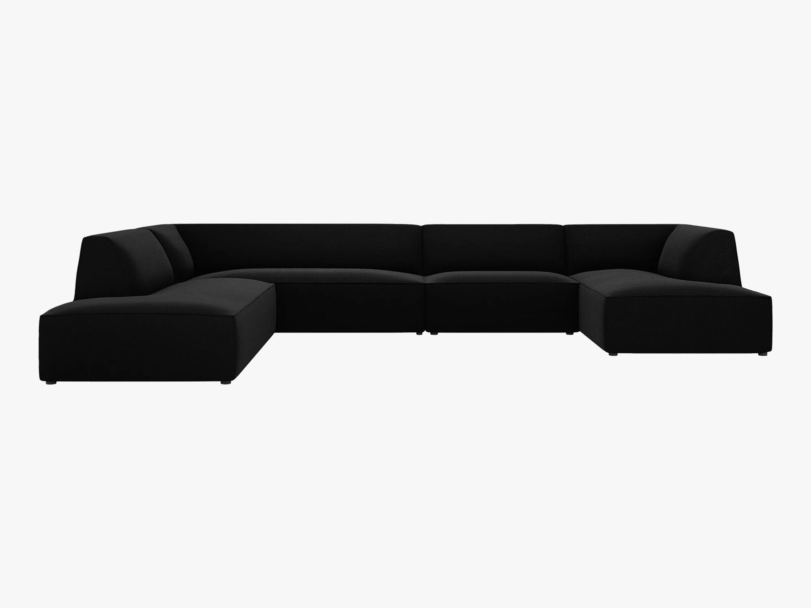Micadoni Panorama-Ecksofa Ruby 7-Sitzer Links Samt Salvador Schwarz