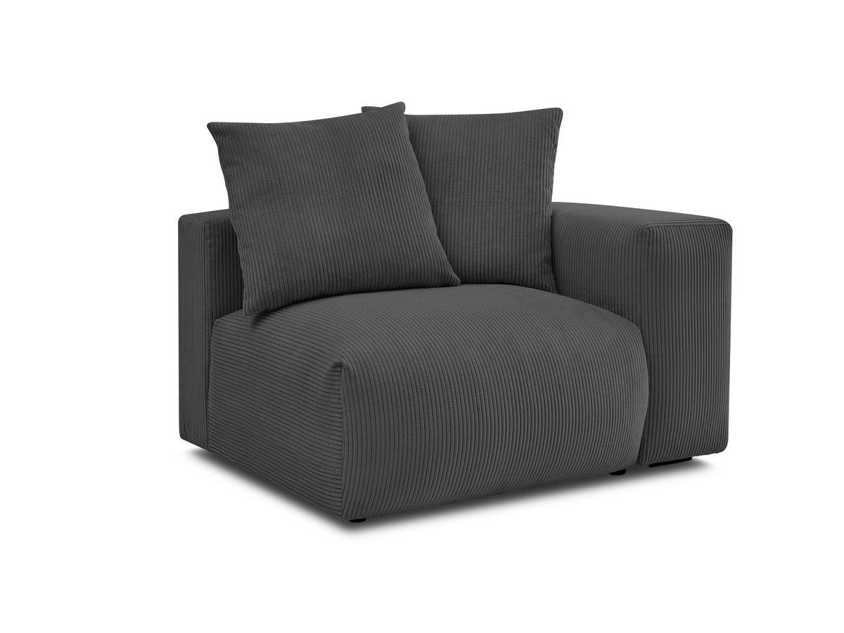 Bobochic Voltaire Sofamodul 1-Sitzer 130 × 100 cm Cordsamt Dunkelgrau Ecke rechts