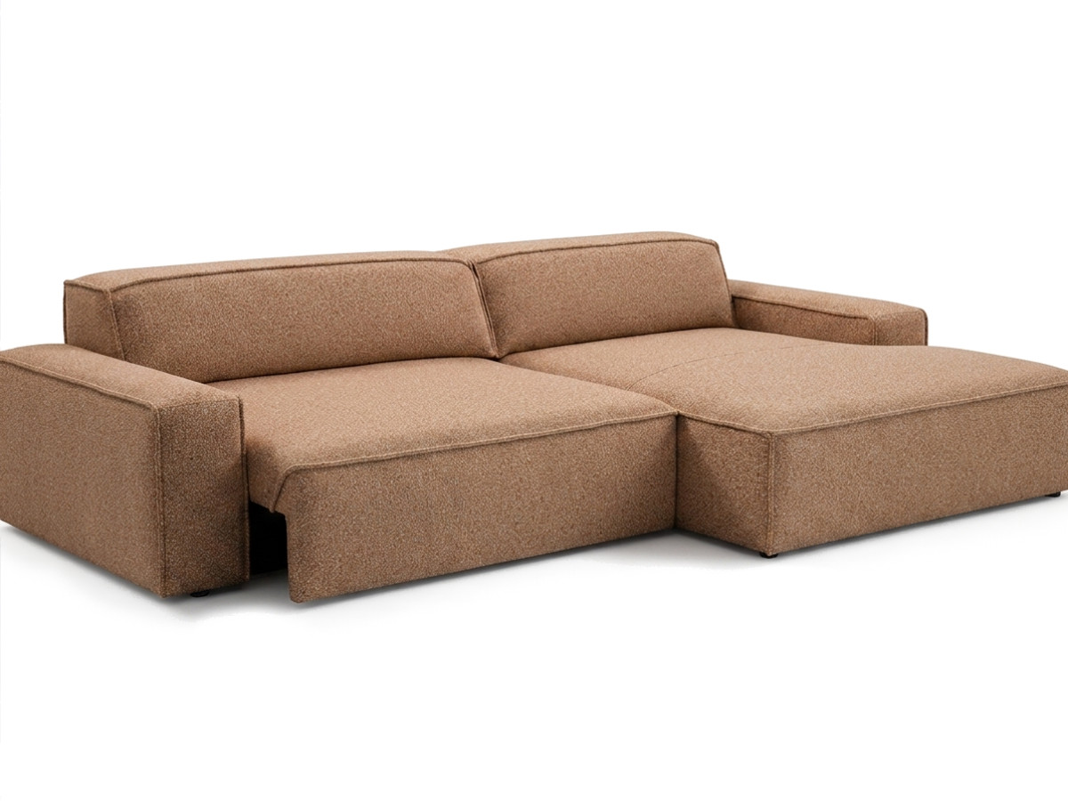 Bobochic Abel Ecksofa mit Schlaffunktion Melange-Stoff Orange Ecke rechts