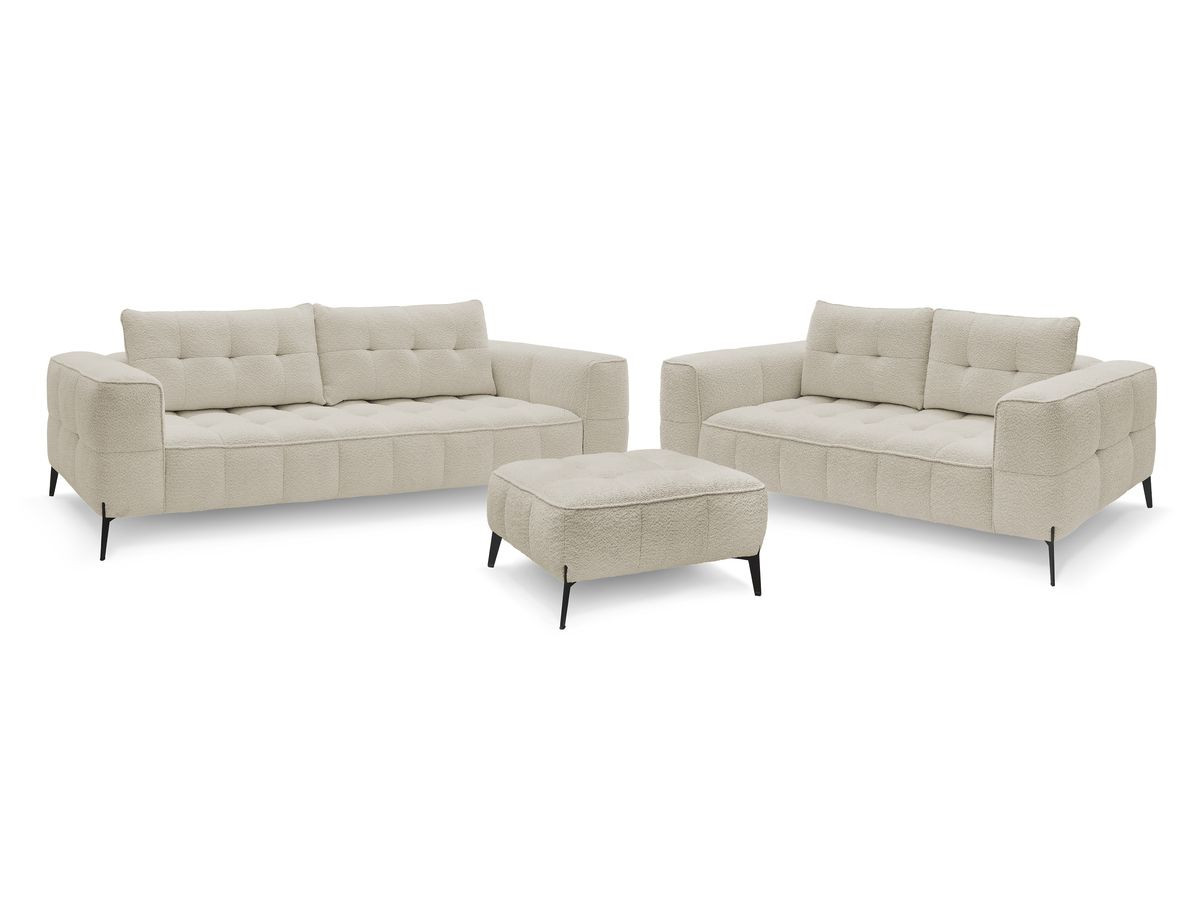 Bobochic Anis Sofa 5-Sitzer mit Pouf Bouclé-Stoff Beige