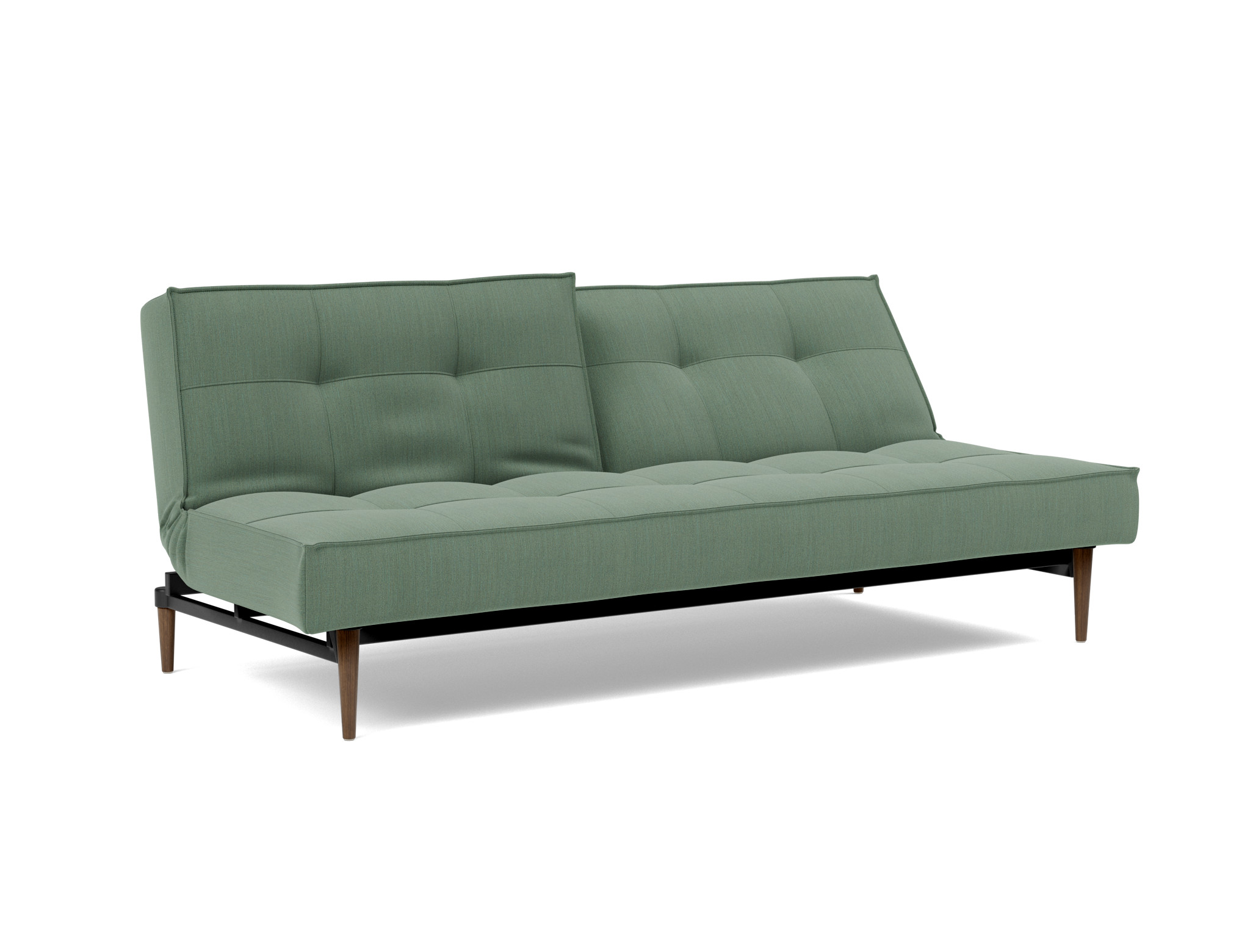 Schlafsofa Splitback Flachgewebe Elegance 518-Green Beine Styletto Eiche dunkel