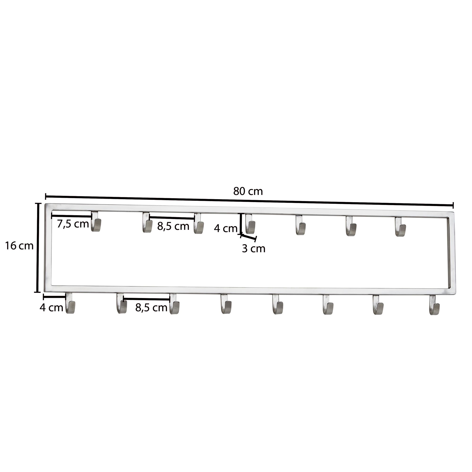 Wandgarderobe Freysnes Metall Silber 80 × 4 × 20 cm
