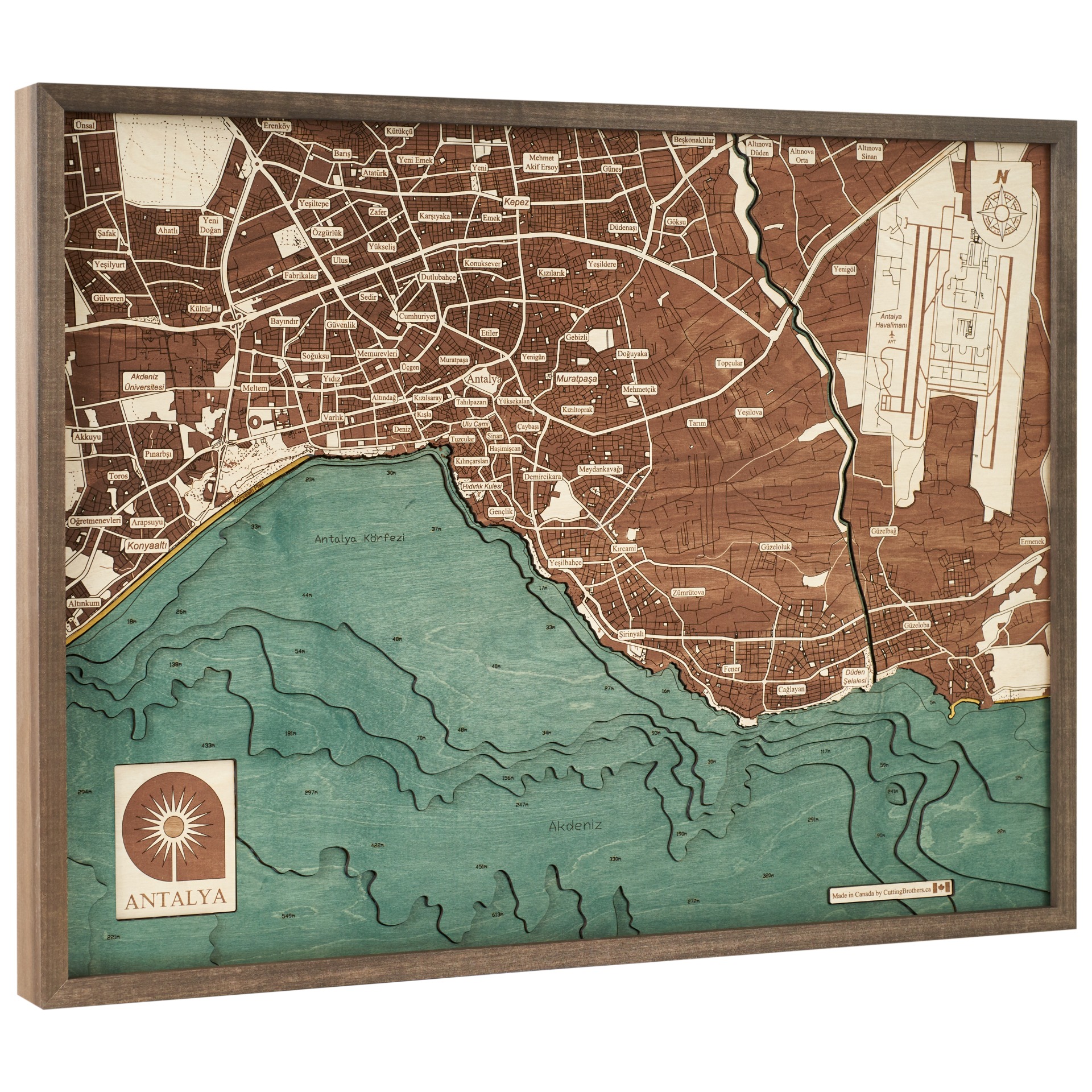 Cutting Brothers 3D Holz-Wandkarte Antalya 81x61 cm