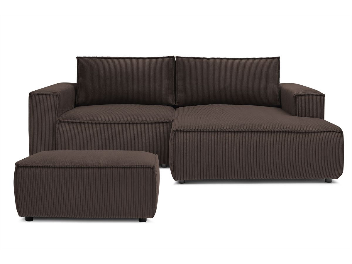 Bobochic Nihad Ecksofa mit Pouf Cordsamt Braun Ecke rechts