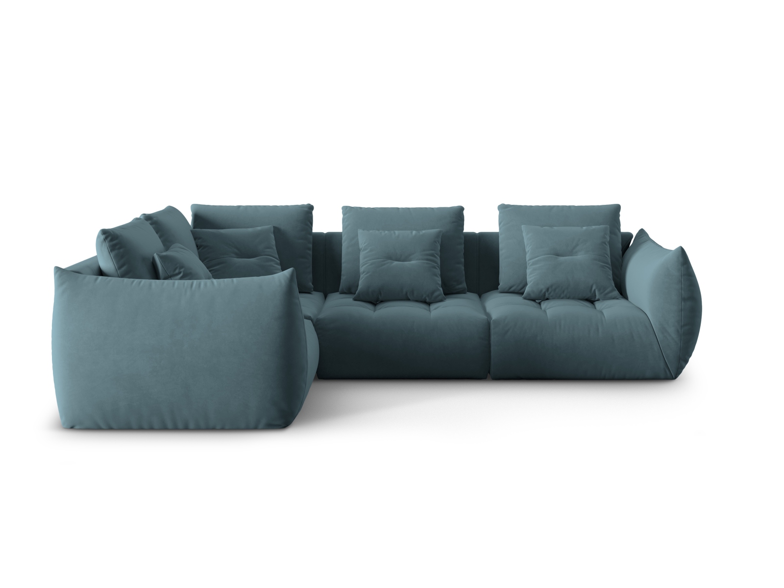 Micadoni Ecksofa Bloom 4-Sitzer Links Samt Pastellblau