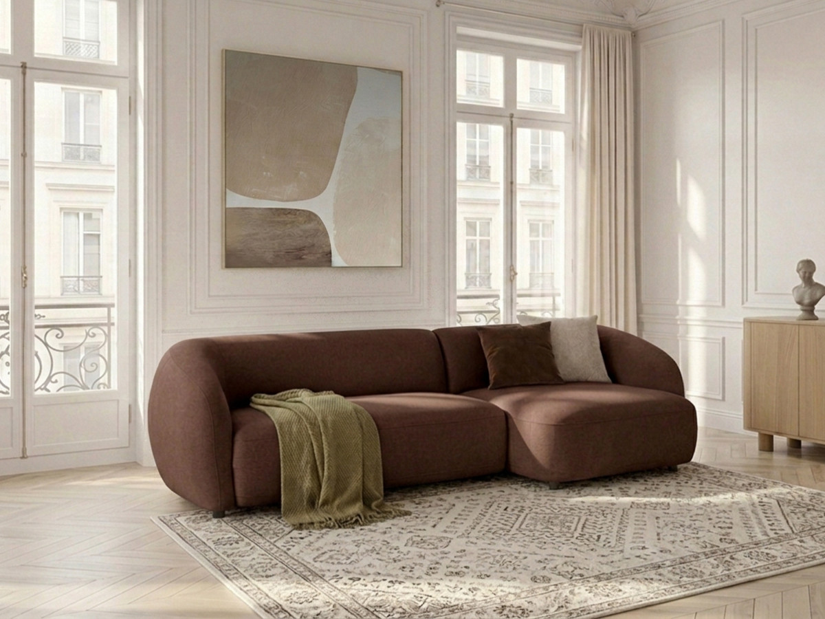 Bobochic Halo Ecksofa mit Schlaffunktion Stoff Braun Ecke rechts
