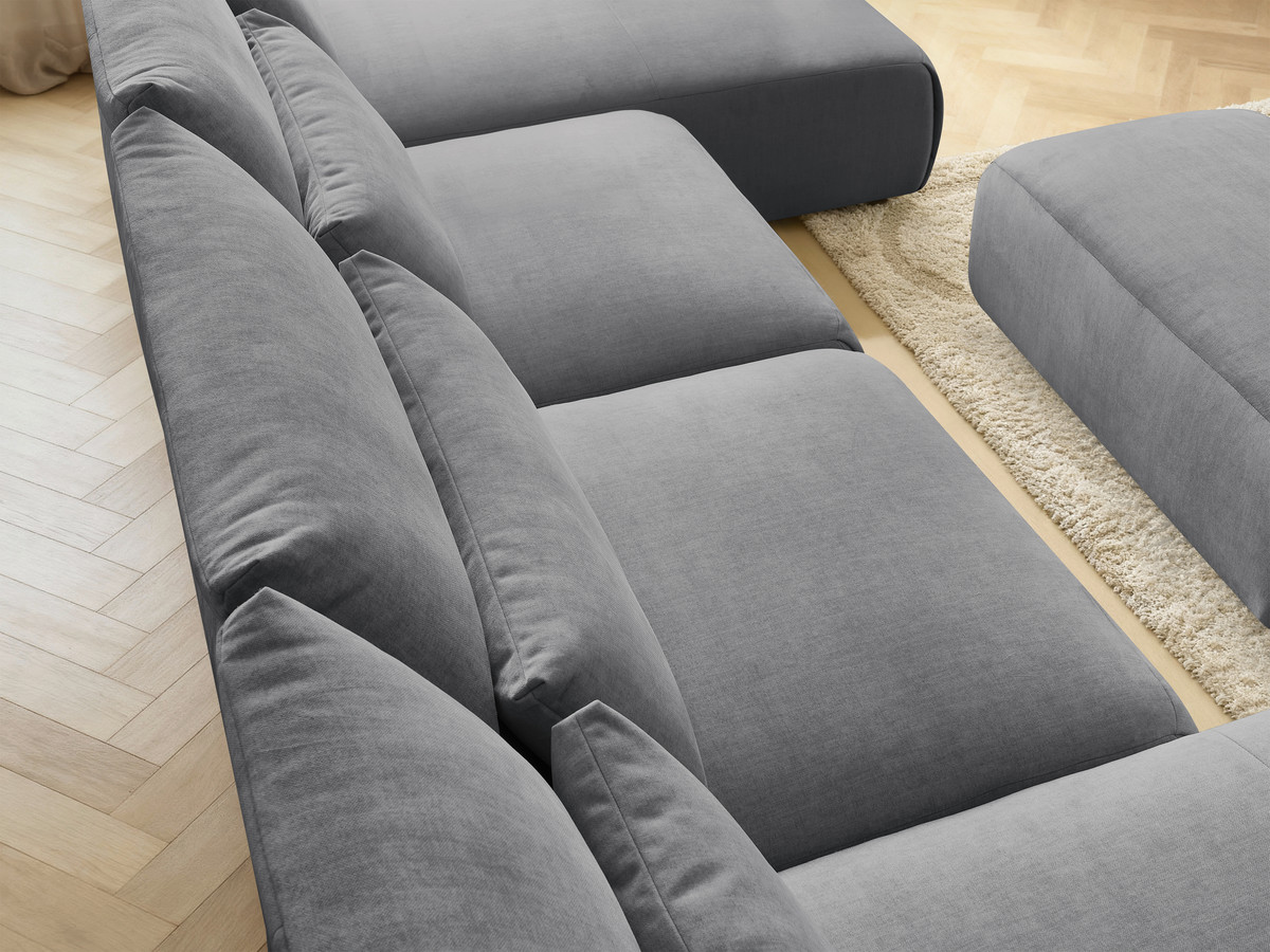 Bobochic Jana Wohnlandschaft mit kleinem Pouf Samt Dunkelgrau