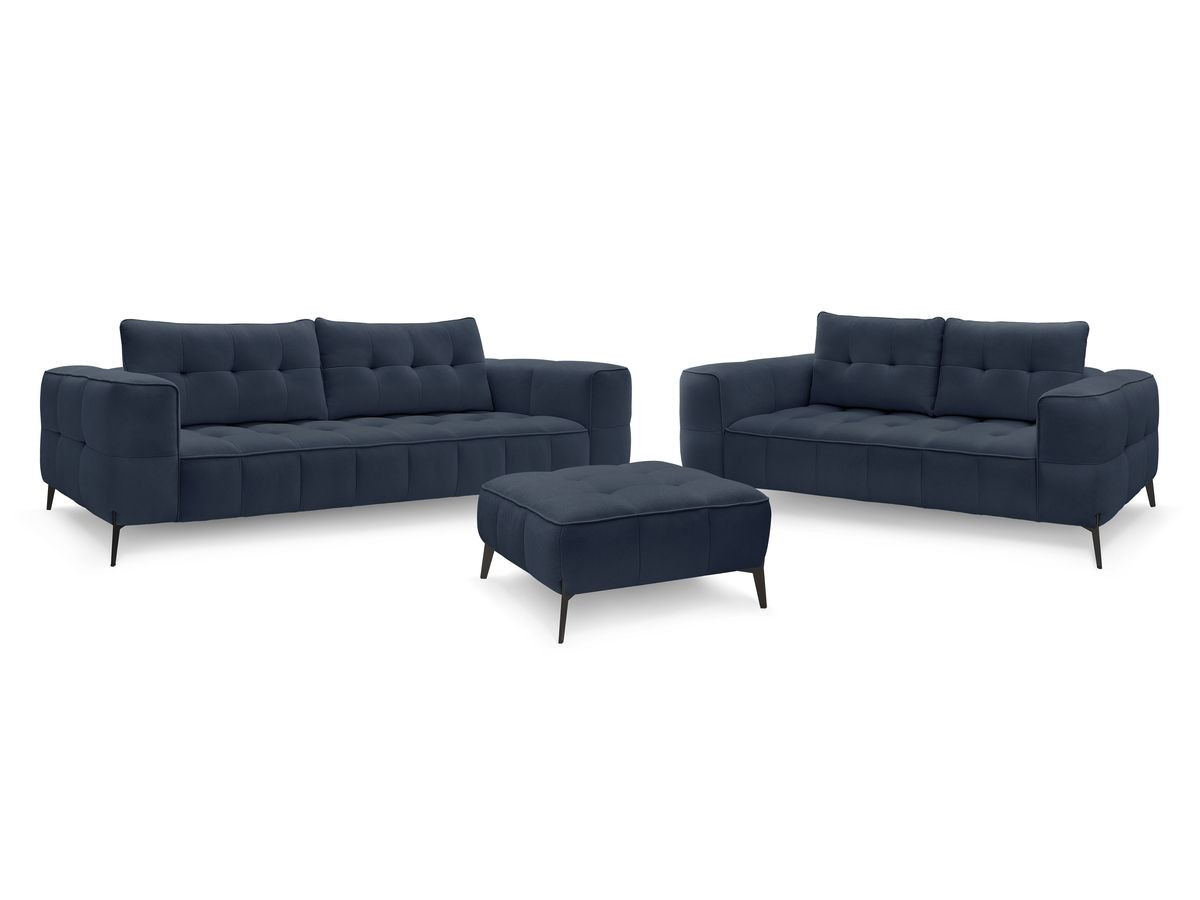 Bobochic Anis Sofa-Set 3- und 2-Sitzer mit Pouf Strukturstoff Blau