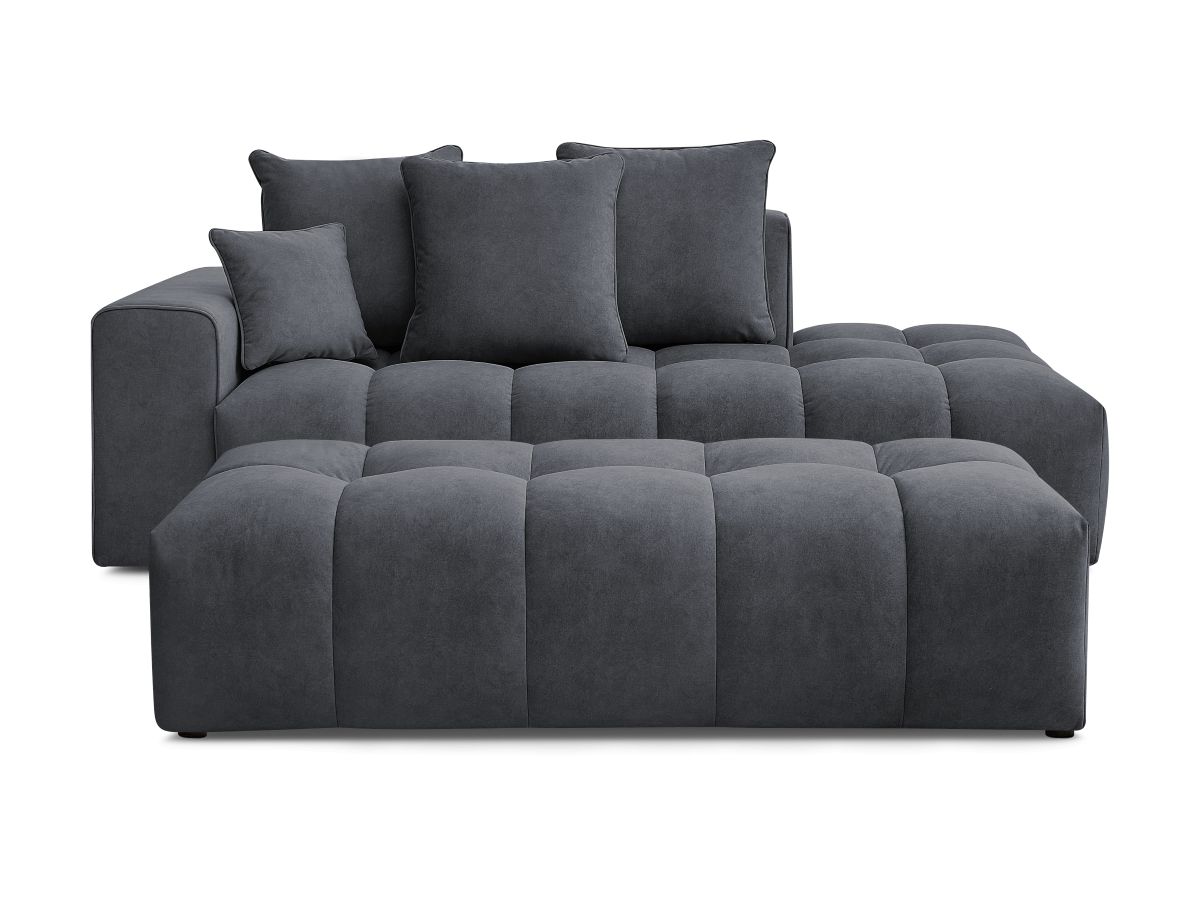 Bobochic Mont-blanc Sofa 5-Sitzer mit Pouf Samt Dunkelgrau Armlehne links