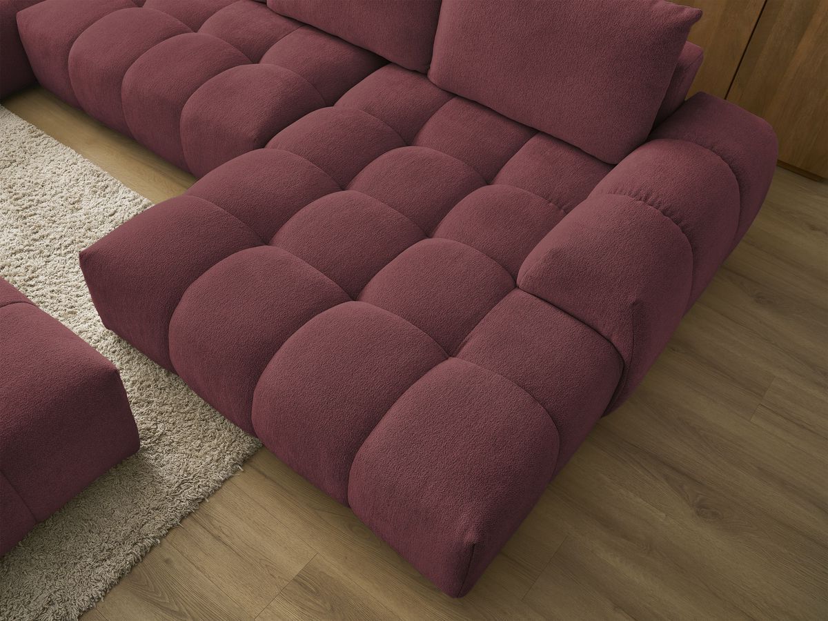 Bobochic Everest Wohnlandschaft mit Pouf, 6 Kissen Melange-Stoff Rot Ecke rechts