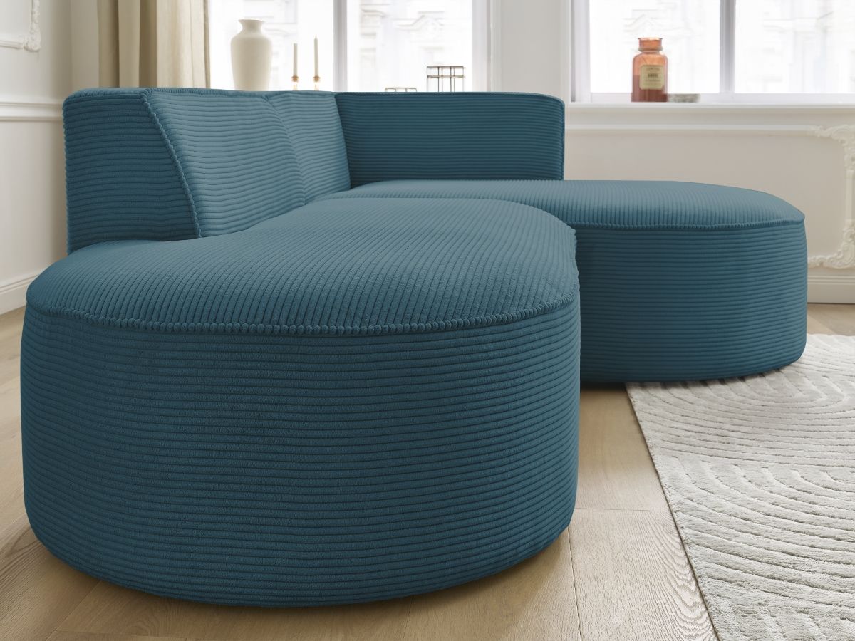 Bobochic Rousseau Ecksofa Cordsamt Dunkelblau Ecke rechts
