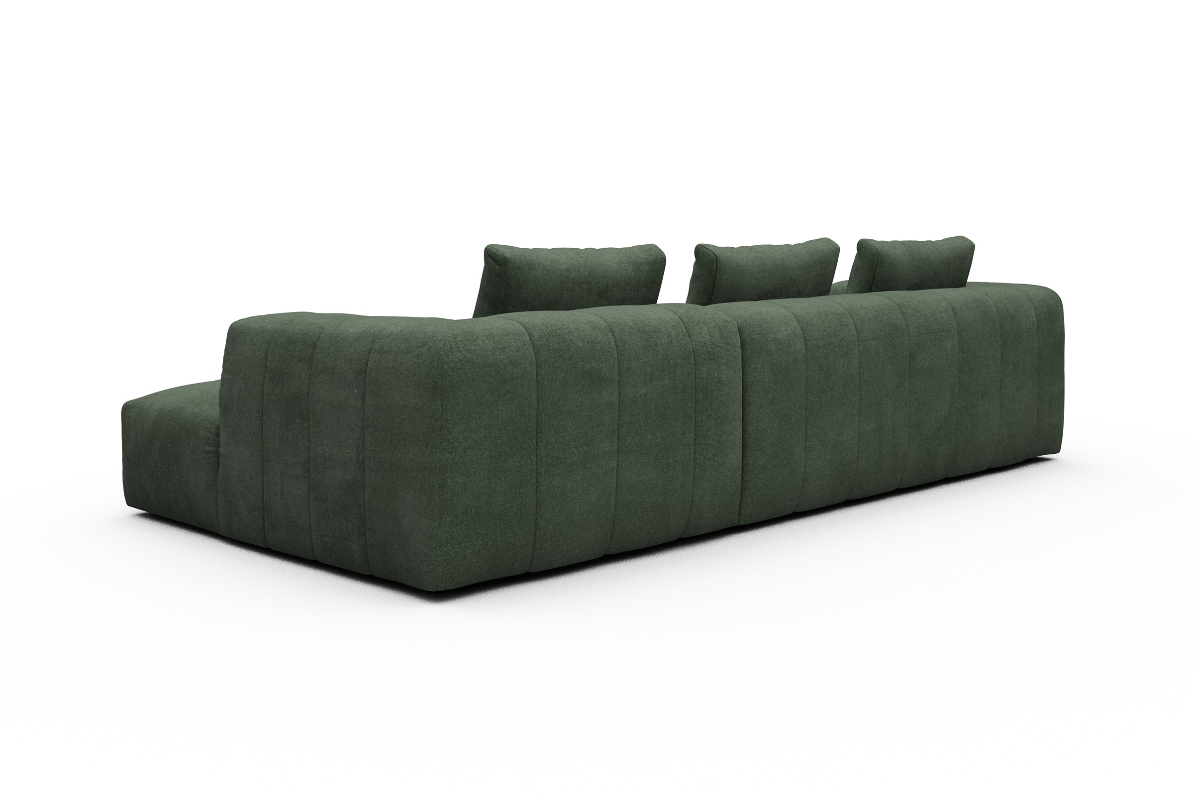 Ecksofa Hugo 2,5-Sitzer Armlehne links mit Chaiselongue Casone-Forest-Green