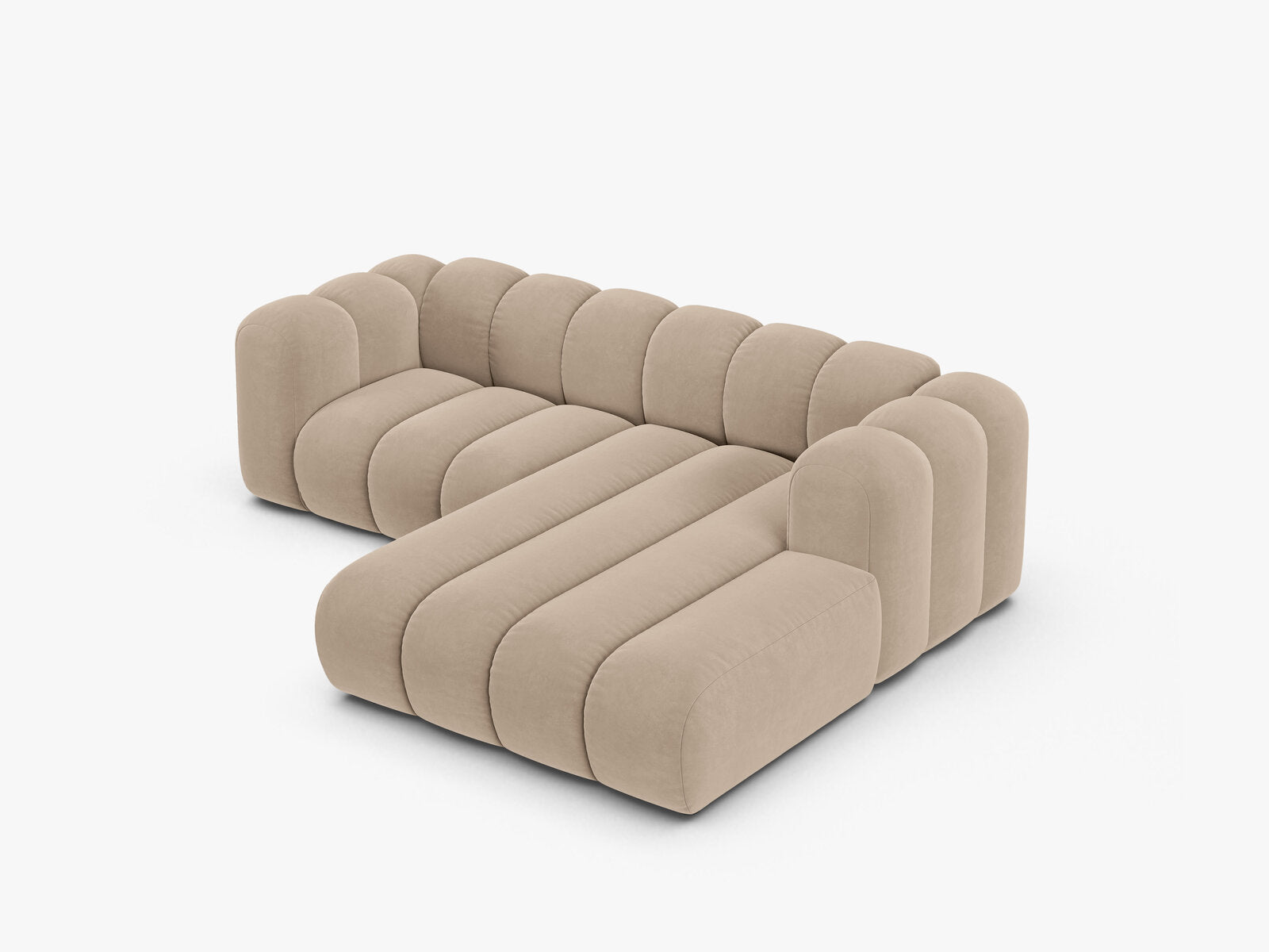 Micadoni Modulares Ecksofa Lupine 3-Sitzer Samt Venus Beige Rechts
