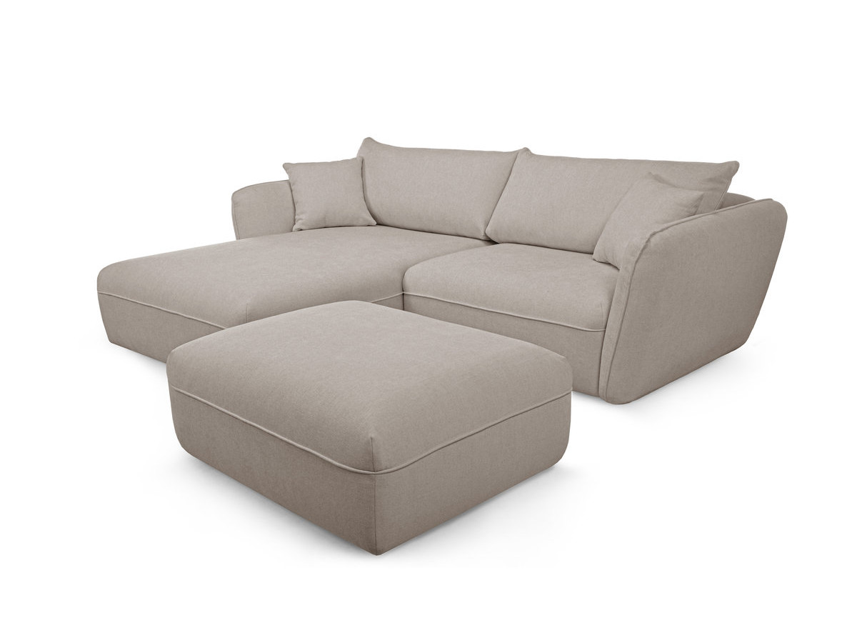 Bobochic Luigi Ecksofa mit Pouf Strukturstoff Beige Ecke links