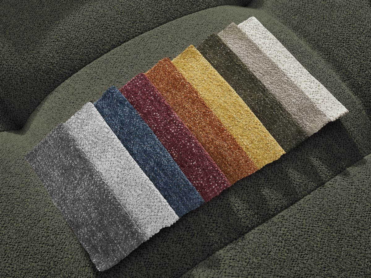 Bobochic Roxelane Ecksofa mit Schlaffunktion und Bettkasten und Pouf 258 × 150 cm Melange-Stoff Grün Ecke links