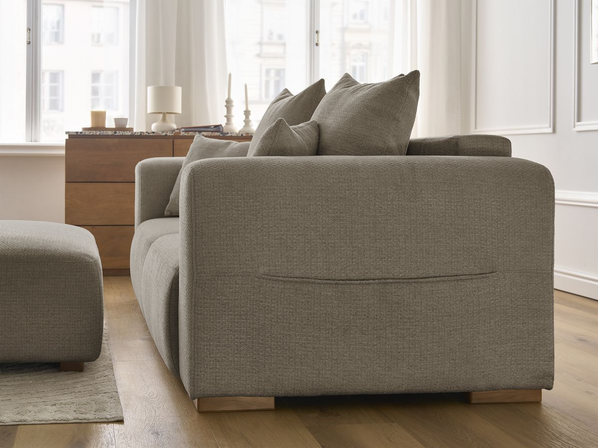 Bobochic Sidonie Sofa 3-Sitzer mit Pouf Melange-Stoff Taupe