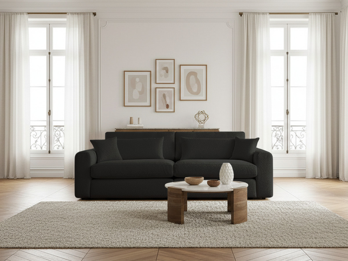 Bobochic Belmont Sofa 2-Sitzer Bouclé-Stoff Dunkelgrau