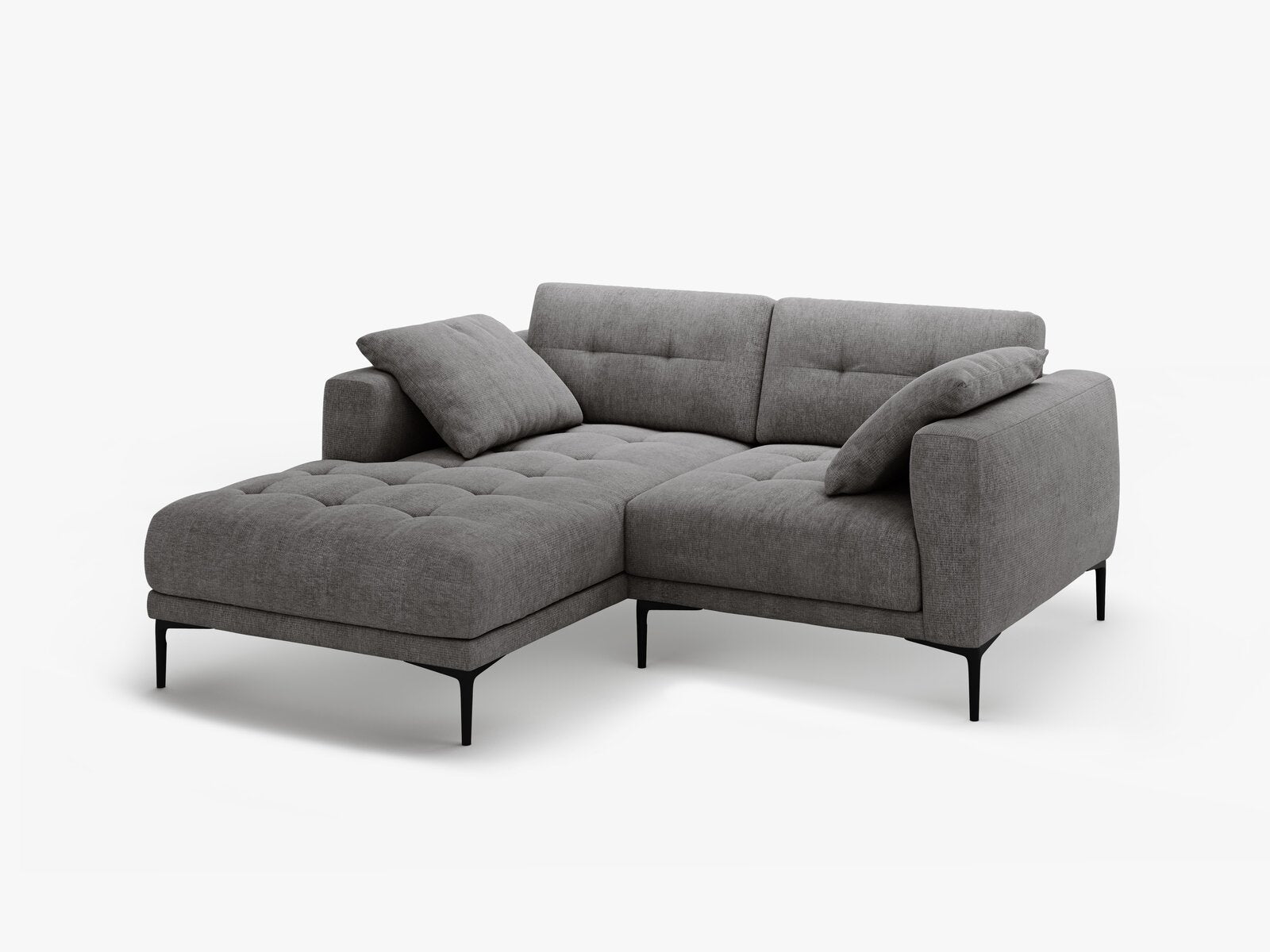 Micadoni Ecksofa Bemy 2-Sitzer Links Strukturierter Stoff Grau