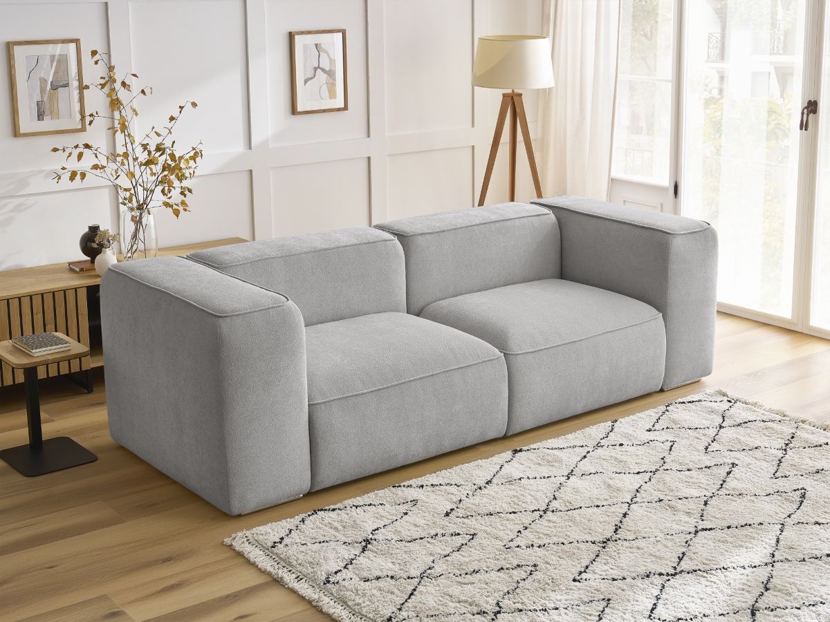 Bobochic Zephyr Sofa 2-Sitzer Strukturstoff Hellgrau