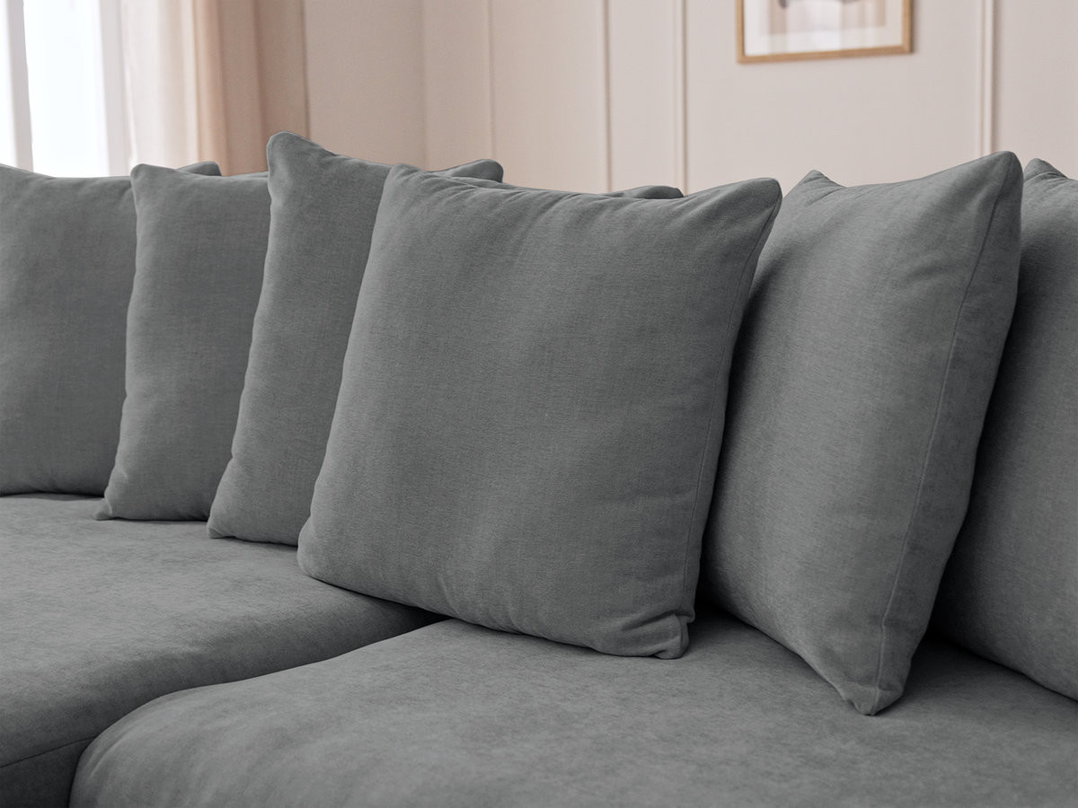 Bobochic Enore Ecksofa mit Pouf Stoff Dunkelgrau Ecke links