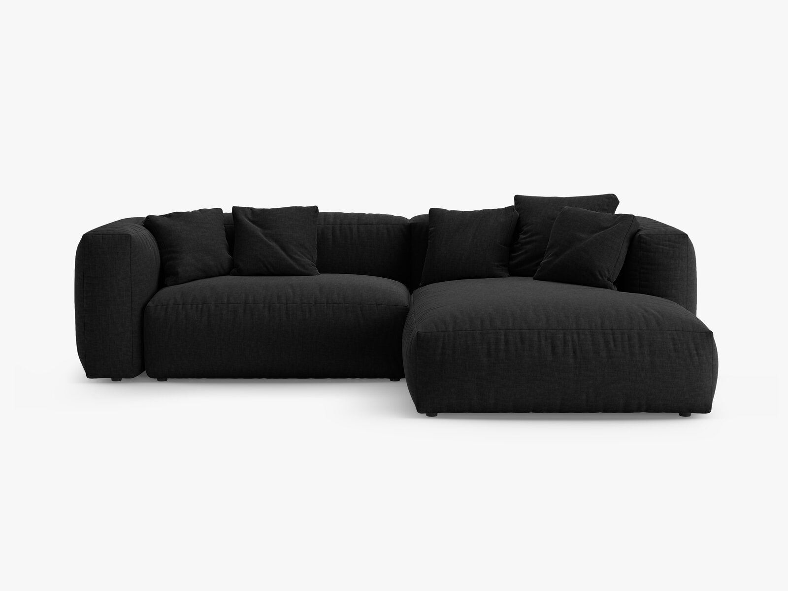 Micadoni Martina Ecksofa 4-Sitzer mit Schlaffunktion Rechts Strukturierter Stoff Boston Schwarz