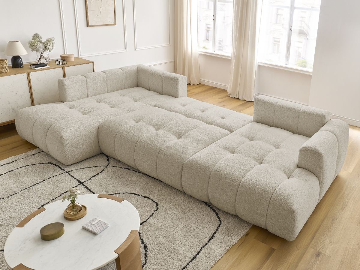 Bobochic Fuji Wohnlandschaft Bouclé-Stoff Beige Ecke rechts