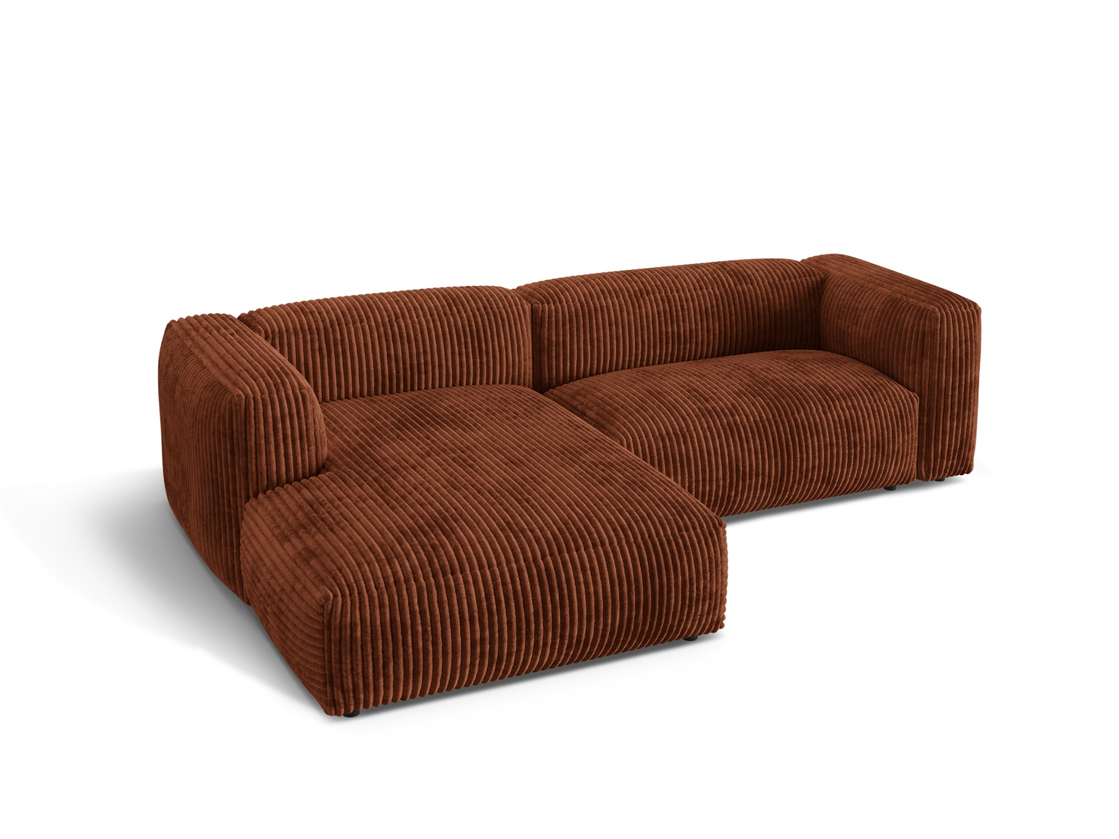 Micadoni Ecksofa Martina 2-Sitzer Links Kord Tilia Ziegel