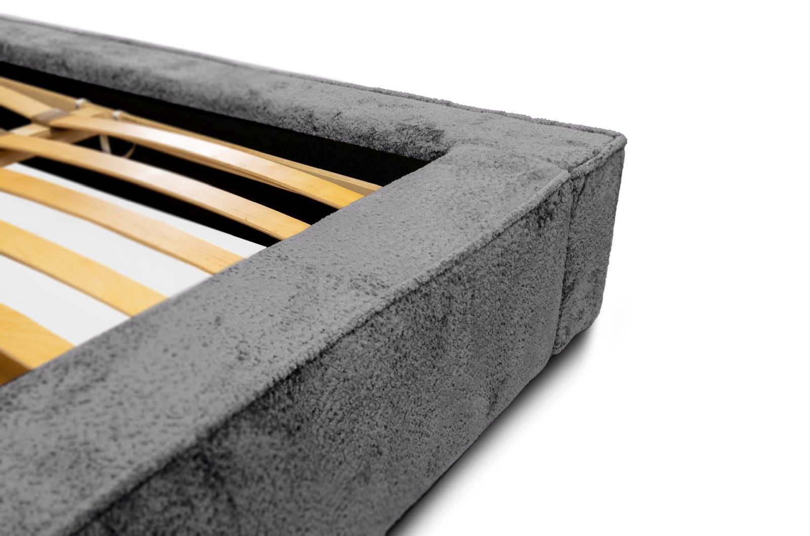 Polsterbett Calio Boucle 160x200 mit Metallrahmen Euphoria 19 Pewter