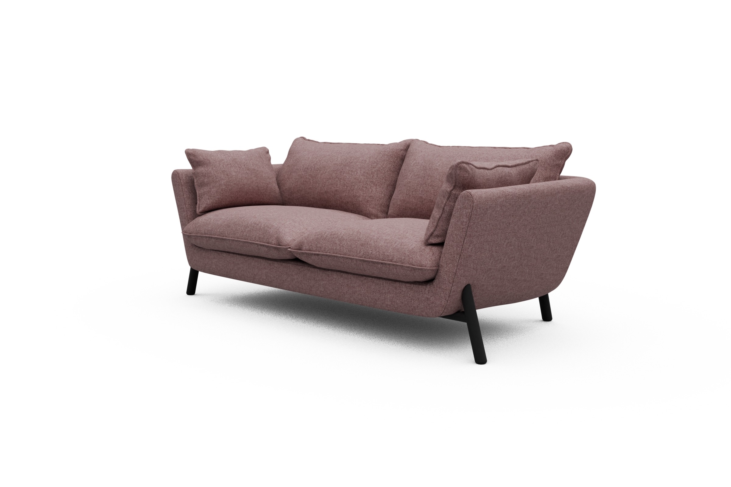Sofa Emil PREMIUM 2-Sitzer Beinfarbe Eiche Schwarz Sama-Flamingo