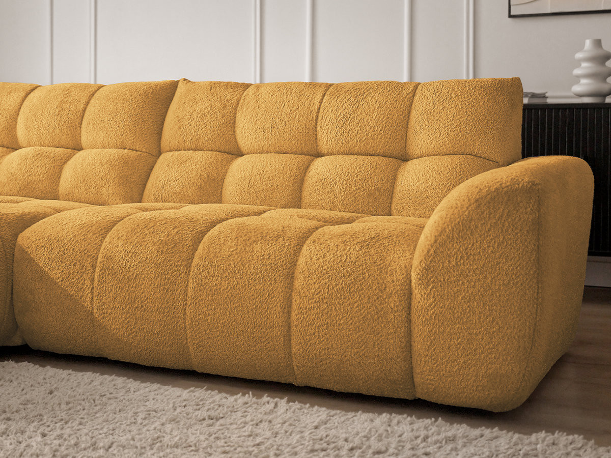 Bobochic Jaya Ecksofa mit Pouf Chenille Gelb Ecke links