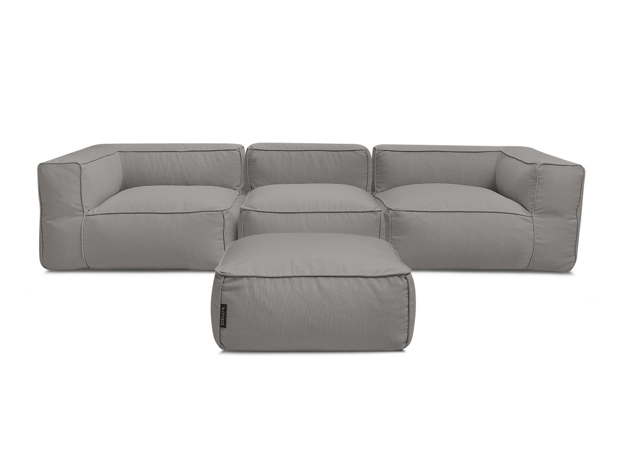 Bobochic Giulia Gartensofa 4-Sitzer mit Pouf, 2 Eckmodule Stoff Dunkelgrau