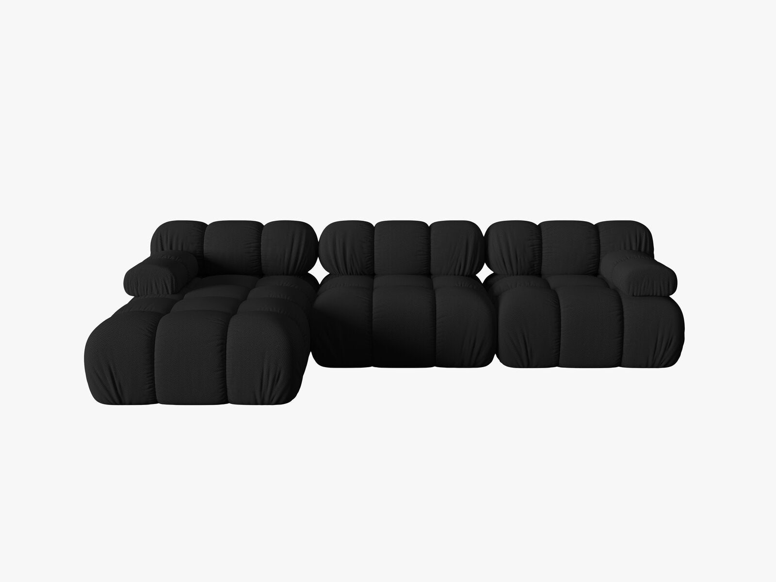 Micadoni Modulares Ecksofa Bellis 4-Sitzer Links 3D-Stoff Sonic Schwarz