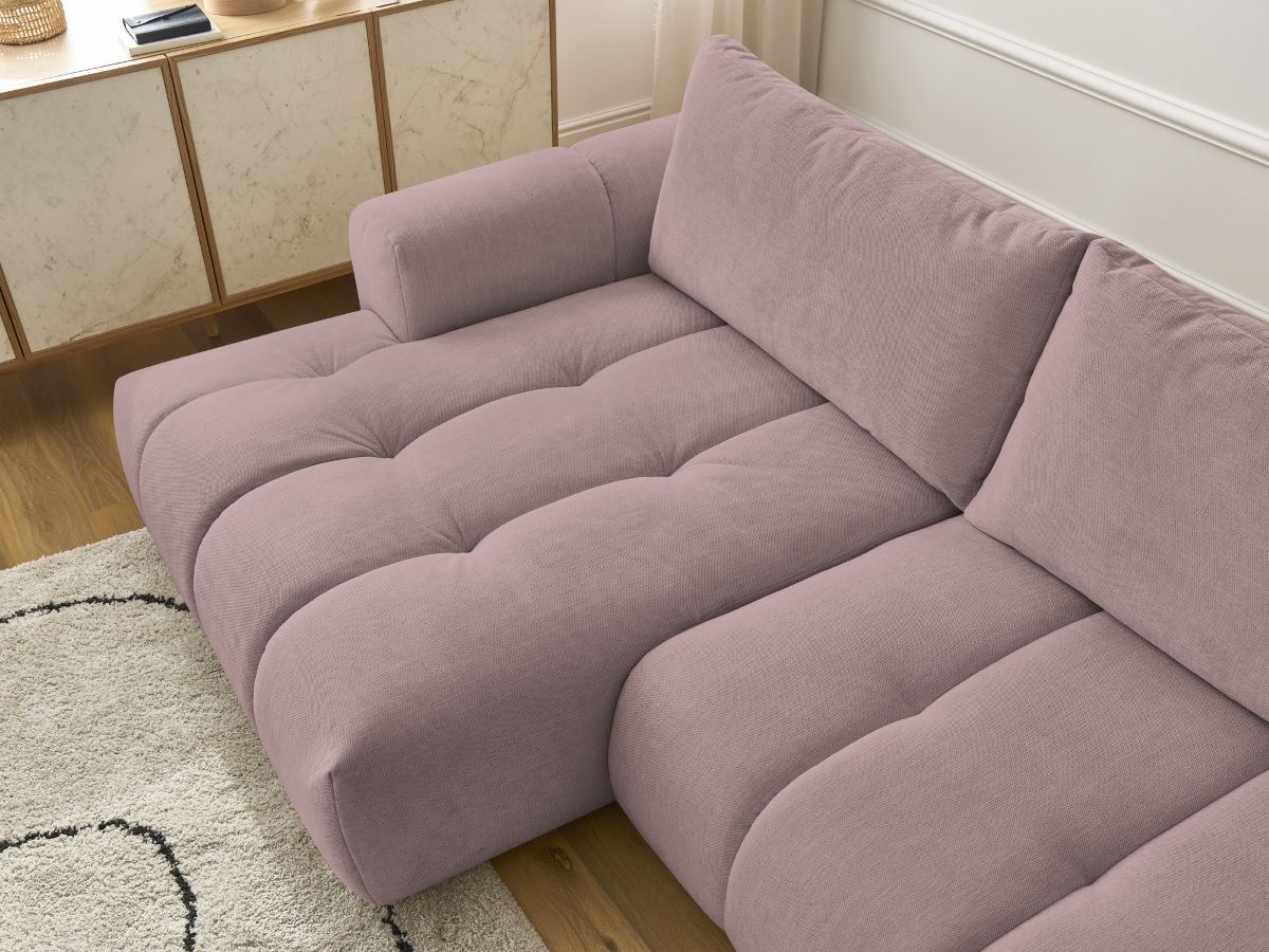 Bobochic Fuji Ecksofa mit Schlaffunktion und Bettkasten 292 × 160 cm Stoff Rosa Ecke links