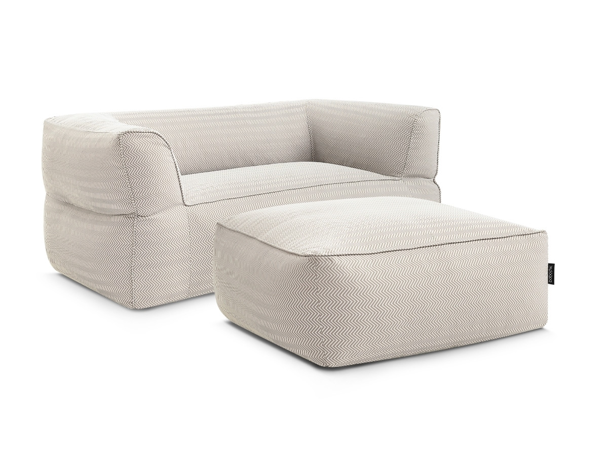 Bobochic Nour Gartensofa 3-Sitzer mit Pouf Stoff Beige
