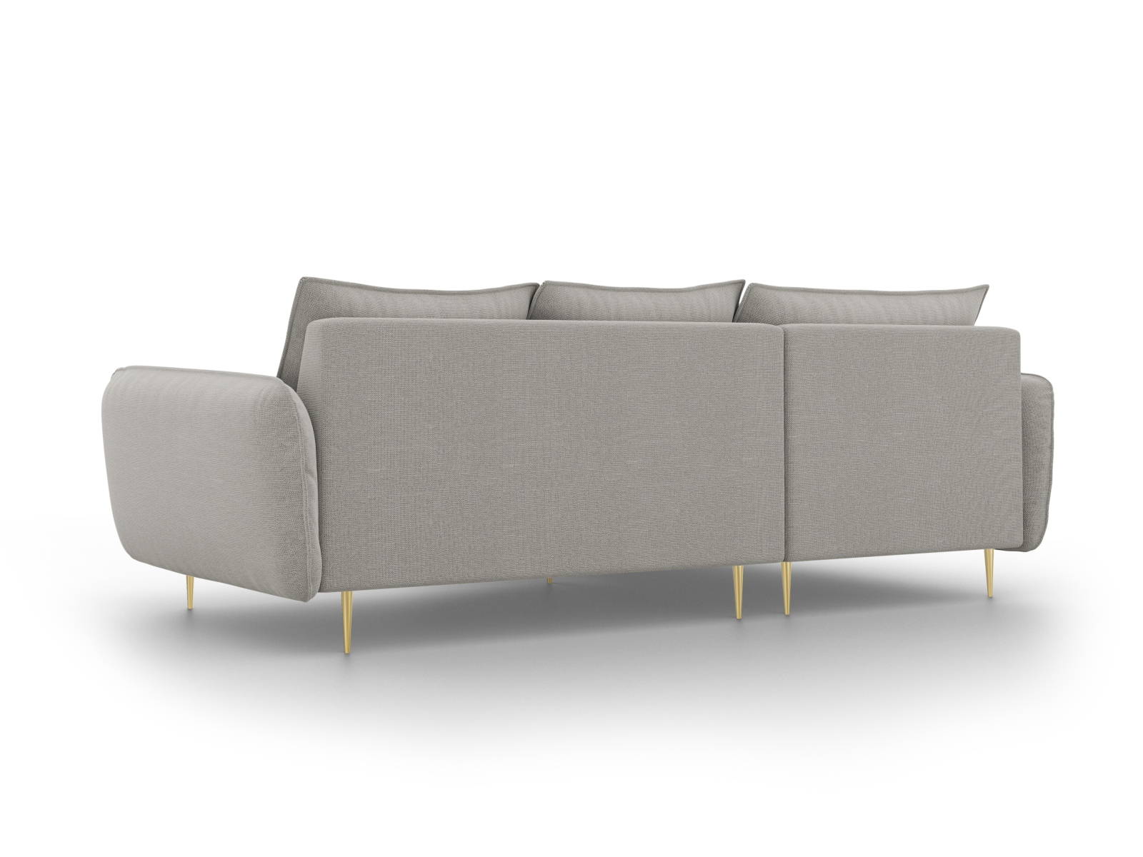 Cosmopolitan Design Ecksofa Vienna 5-Sitzer Strukturierter Stoff Asgard/Positano Hellgrau Links Beine Gold