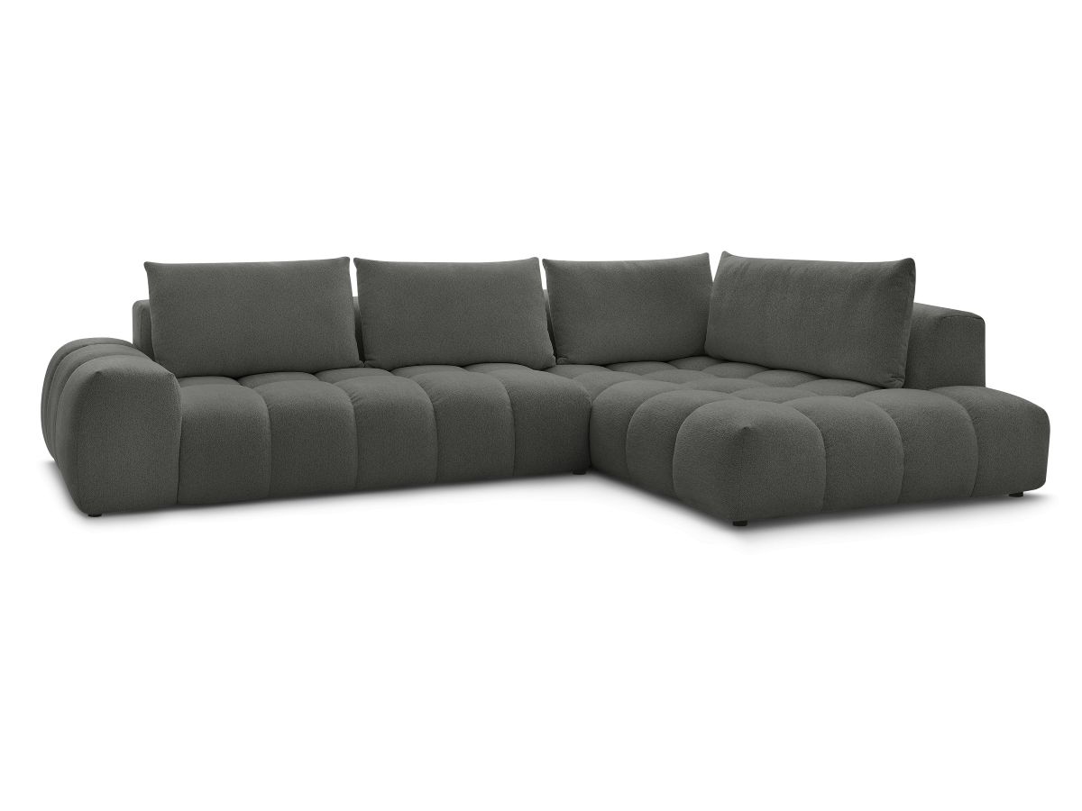 Bobochic Everest Ecksofa, 4 Kissen Melange-Stoff Dunkelgrau Ecke rechts