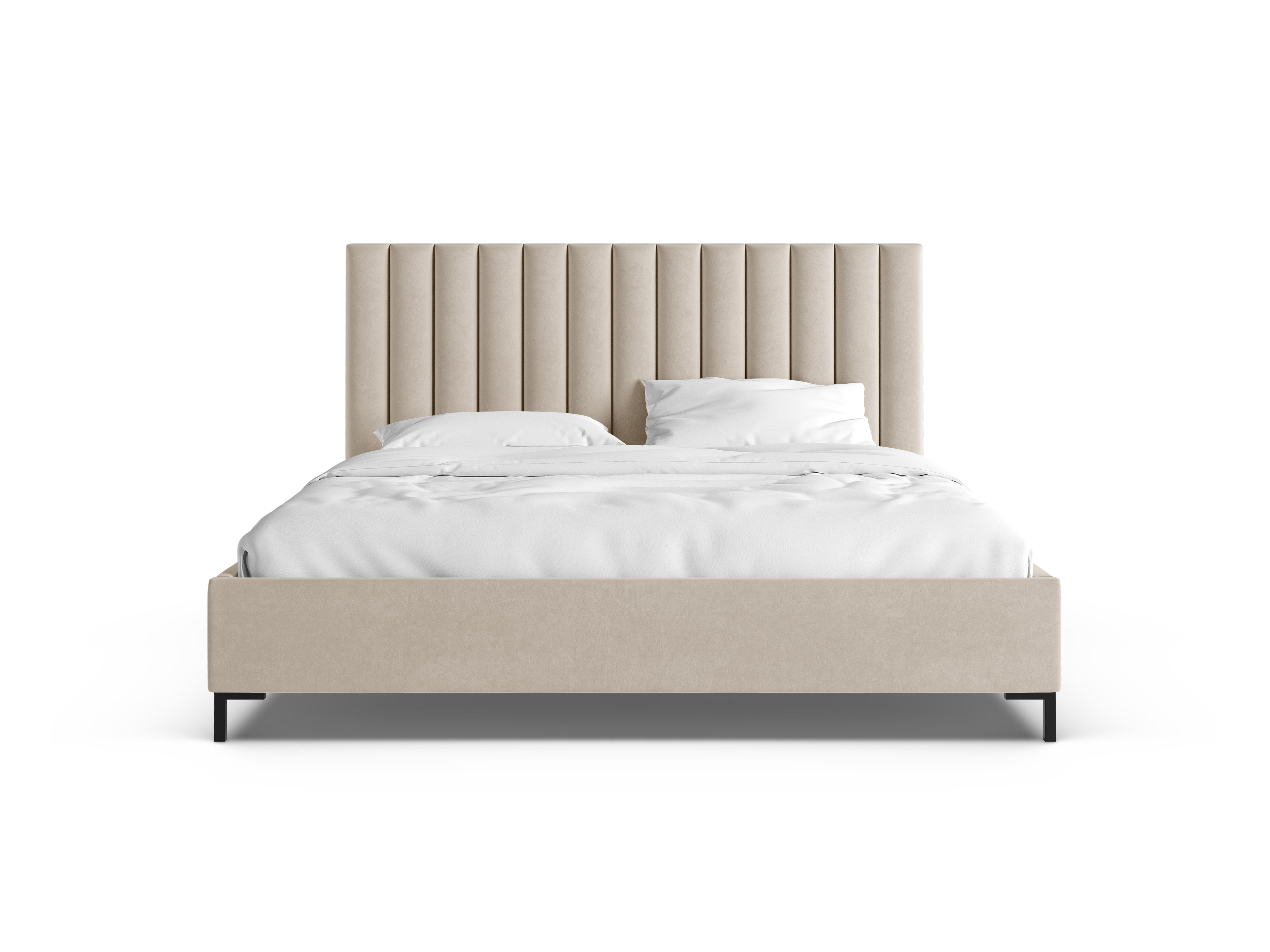 Micadoni Polsterbett Allison Samt Bluvel Dunkelbeige