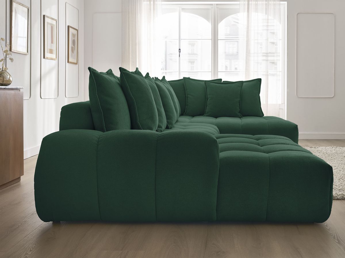 Bobochic Everest Wohnlandschaft, 14 Kissen Strukturstoff Grün Ecke links