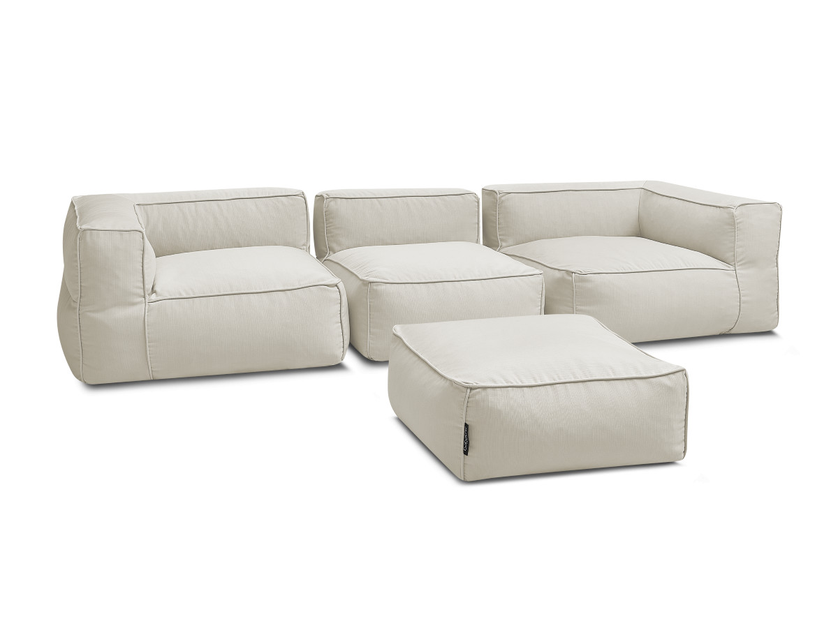 Bobochic Giulia Gartensofa 4-Sitzer mit Pouf, 2 Eckmodule Stoff Beige