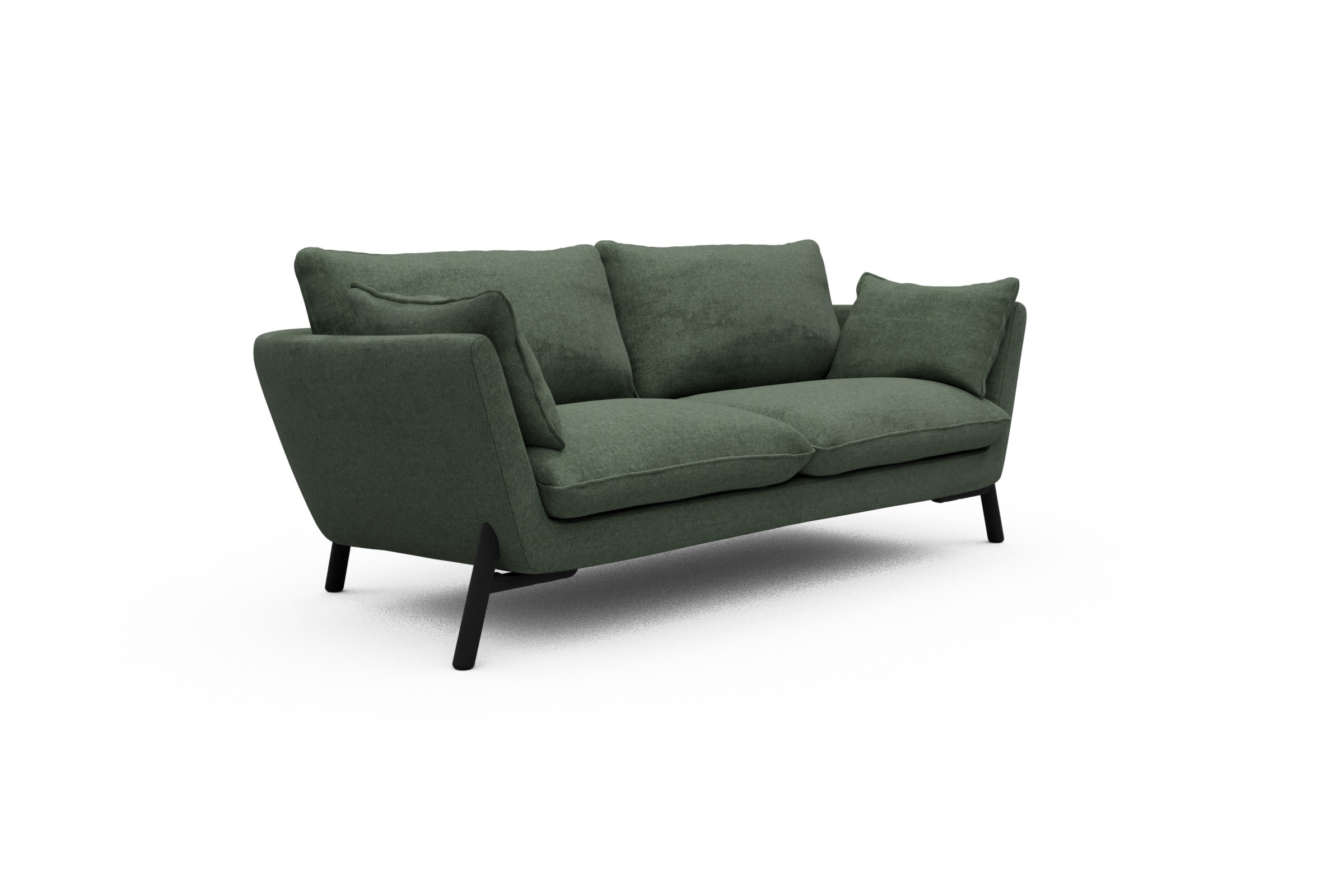 Sofa Emil 2-Sitzer Beinfarbe Eiche Schwarz Casone-Forest-Green