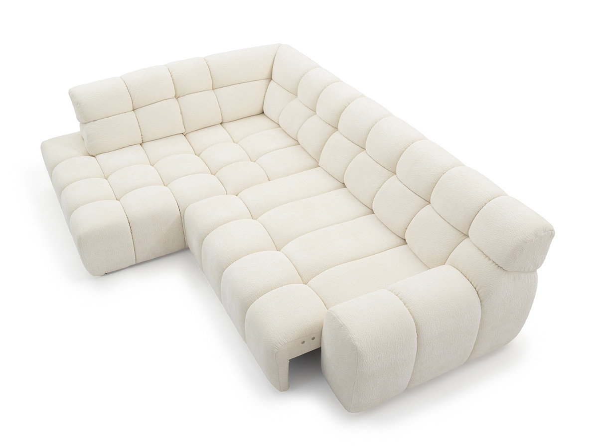 Bobochic Andre Ecksofa mit Schlaffunktion Chenille Weiß Ecke links
